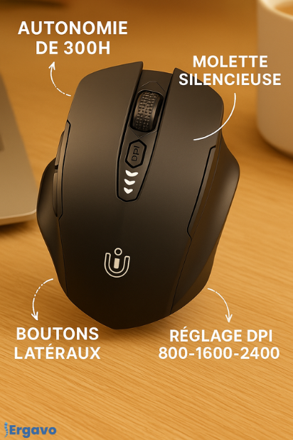 Souris Sans Fil Rechargeable – Ergonomique et Silencieuse