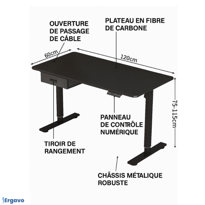 Bureau réglable en hauteur – Design moderne et confort ergonomique