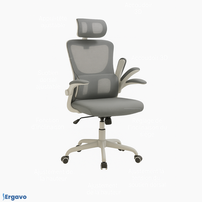 Chaise Ergonomique de Bureau – Soutien Lombaire & Accoudoirs Relevables